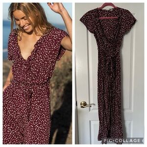 Roxy Burgundy Printed Wrap Jumpsuit – Size S